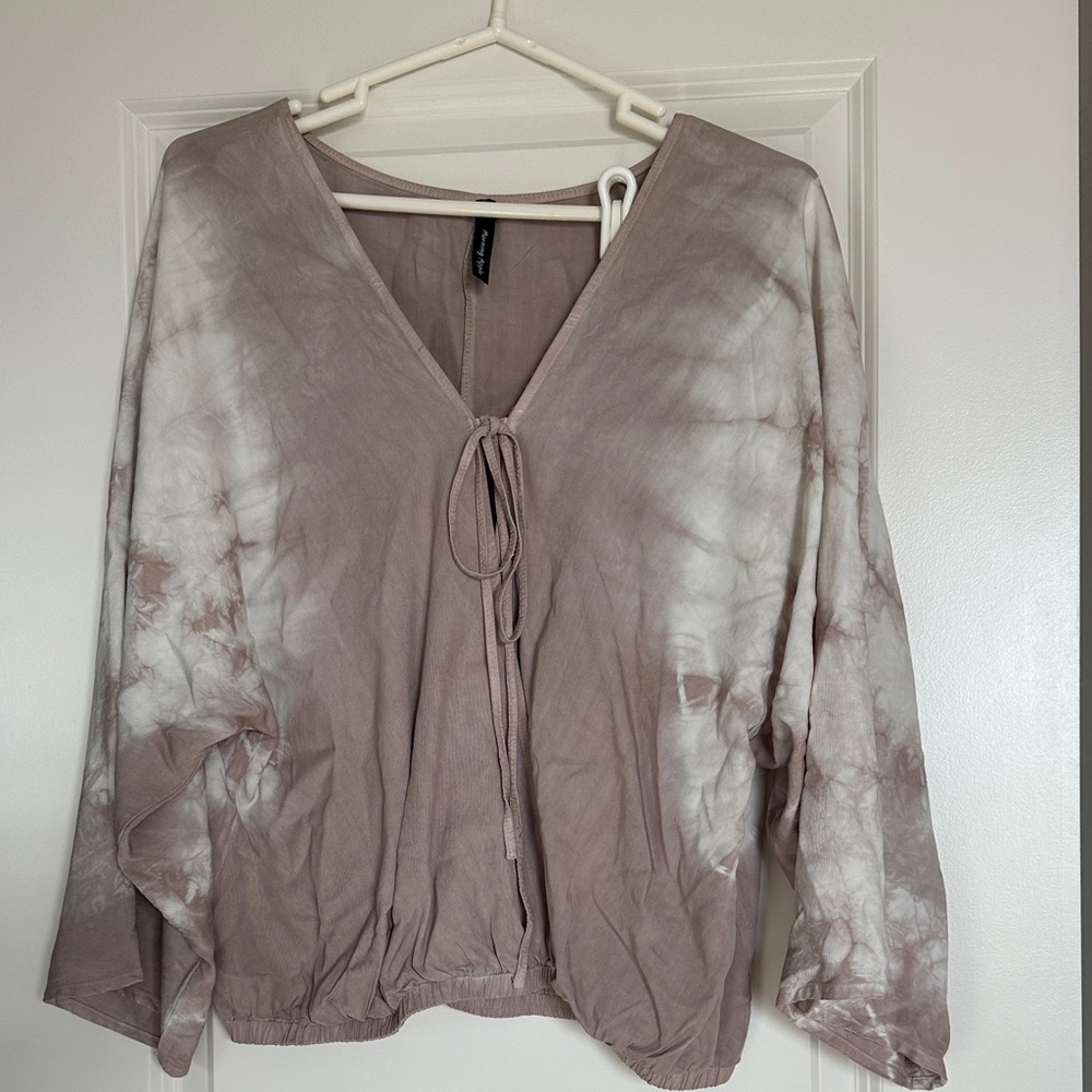 Elegant V-Neck Tie-Dye Blouse